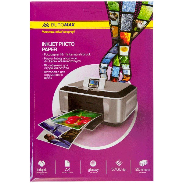 

Фотопапір А4 BUROMAX Glossy Inkjet 200 г/м2 20 арк.