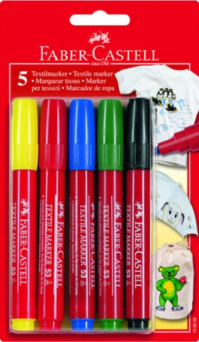 

Фломастери 5 кольорів FABER CASTELL для тканини