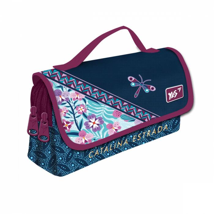 

Пенал YES PH-2-2 Catalina Estrada Pattern синій фіолетовий