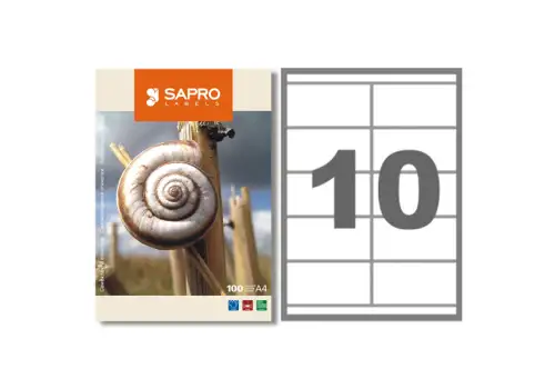 Наклейки А4 SAPRO 105 x 57 (10) 100 л.