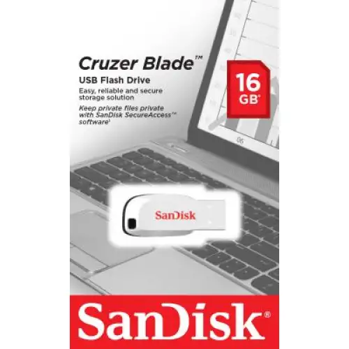 USB флеш накопичувач SanDisk 16GB Cruzer Blade White USB 2.0 (SDCZ50C-016G-B35W), фото 2, 169 грн.