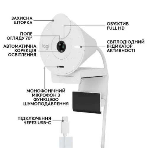 Веб-камера Logitech Brio 300 FHD White (960-001442), фото 2, 2599 грн.