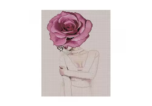 Алмазная мозаика 40х50 STRATEG Девушка-бутон розы