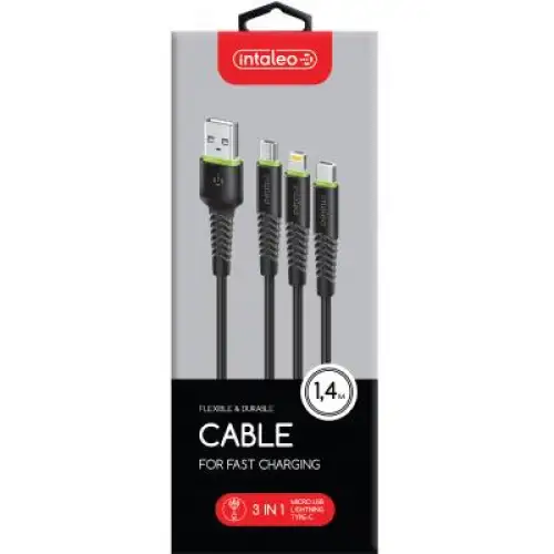Дата кабель USB 2.0 AM to Lightning + Micro 5P + Type-C 1.4m CBFLEXU1 bl Intaleo (1283126487521), фото 2, 198 грн.