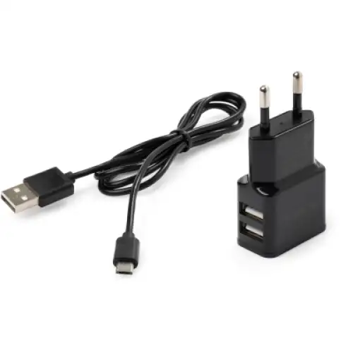 Зарядний пристрій Vinga 2 Port USB Wall Charger 2.1A + microUSB cable (VCPWCH2USB2ACMBK), фото 2, 169 грн.