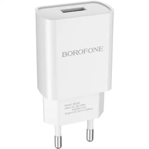 Зарядний пристрій BOROFONE BA20A Sharp charger set(Lightning) White (BA20AW), фото 2, 99 грн.