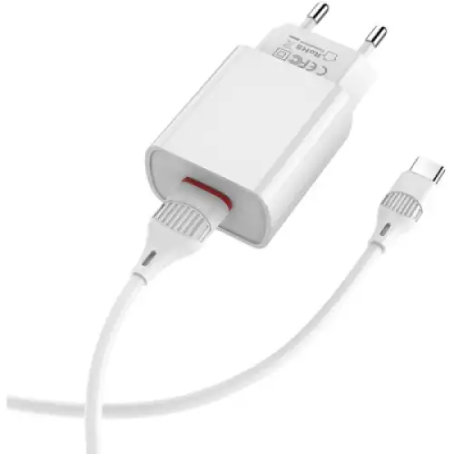 Зарядний пристрій BOROFONE BA20A Sharp single port charger set(Type-C) White (BA20ACW), фото 2, 103 грн.