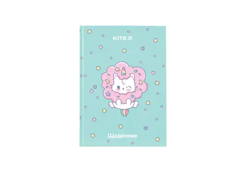Дневник школьный KITE Rainbow Catcorn твердая обложка
