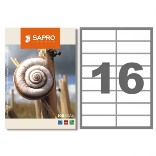 Наклейки А4 SAPRO 105 х 37,1 мм (16) 100 арк., фото 2, 306.49 грн.
