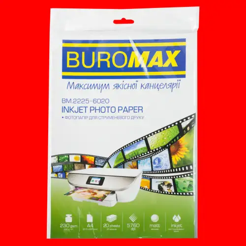Фотопапір А4 BUROMAX Matt Inkjet 230 г/м 20 арк., фото 2, 166.03 грн.