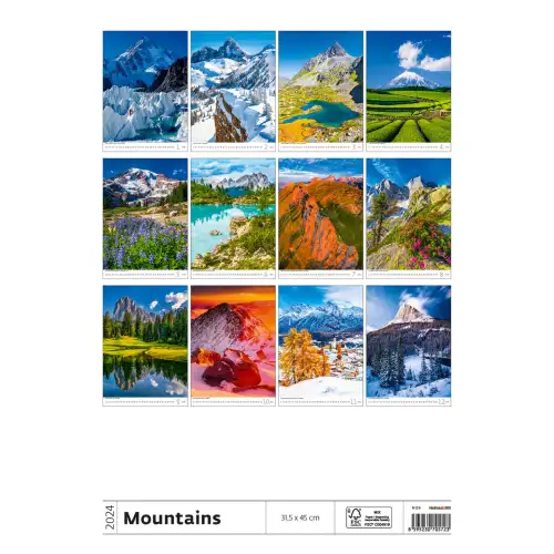 Календар HELMA 2024 31,5 x 45 см Mountains/Berge, фото 2, 348.34 грн.