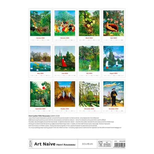 Календар HELMA 2024 31,5 x 45 см Henri Rousseau - Art Naive, фото 2, 363.1 грн.