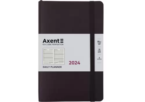 Щоденник 145*210 AXENT 2024 Partner Soft Skin чорний