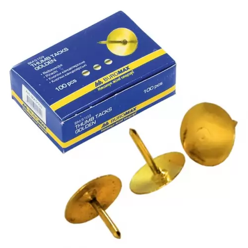 Кнопки золотисті BUROMAX 100 шт., фото 2, 14.04 грн.