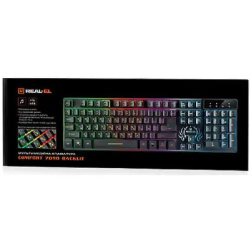 Клавіатура REAL-EL 7090 Comfort Backlit black, фото 2, 659 грн.