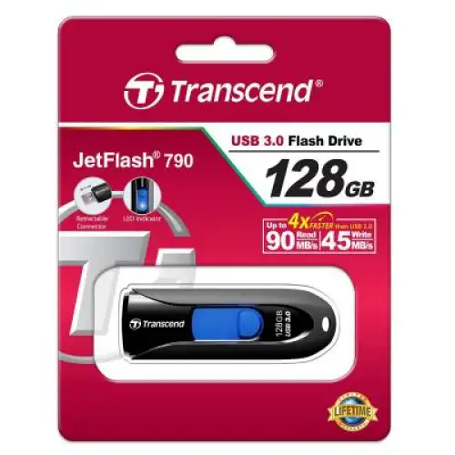 USB флеш накопичувач Transcend 128GB JetFlash 790 Black USB 3.0 (TS128GJF790K), фото 2, 427 грн.