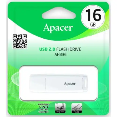 USB флеш накопичувач Apacer 16GB AH336 White USB 2.0 (AP16GAH336W-1), фото 2, 193 грн.