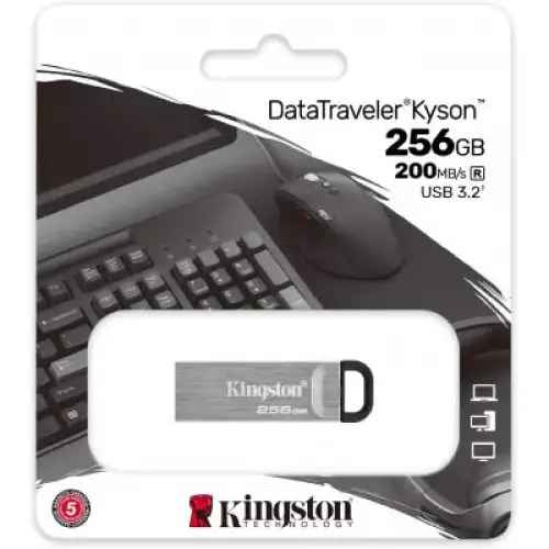 USB флеш накопичувач Kingston 256GB DT Kyson Silver/Black USB 3.2 (DTKN/256GB), фото 2, 919 грн.