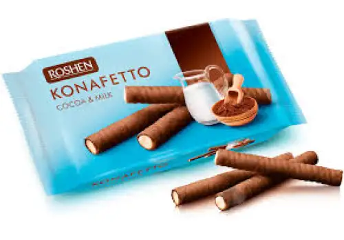 Трубочки вафельні Roshen Konafetto 156 г какао і молоко