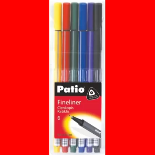 Набір ручок капілярних PATIO Fineliner 6 кольорів, фото 2, 88 грн.