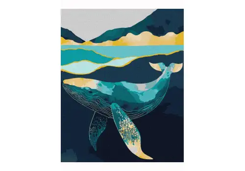 Картина по номерам 40х50 ИДЕЙКА Утонченный кит с красками металлик extra