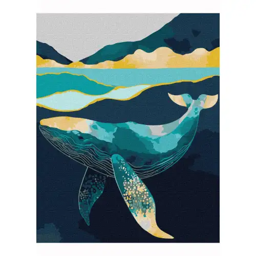 Картина за номерами 40х50 ІДЕЙКА Витончений кит з фарбами металiк extra, фото 2, 275 грн.