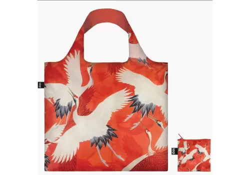Сумка шоппер LOQI WOMAN'S HAORI White and Red Cranes