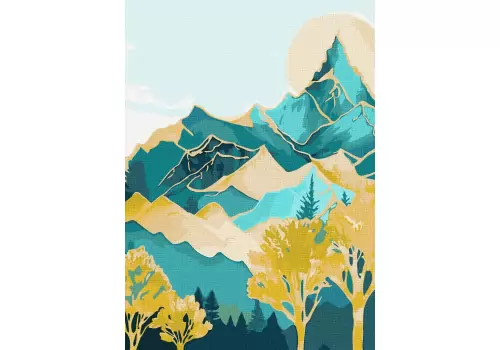 Картина за номерами  40х50 ІДЕЙКА Гірські вершини з фарбами металiк extra