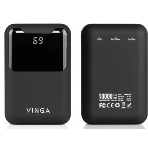 Батарея універсальна Vinga 10000 mAh Display soft touch black (BTPB0310LEDROBK), фото 2, 399 грн.