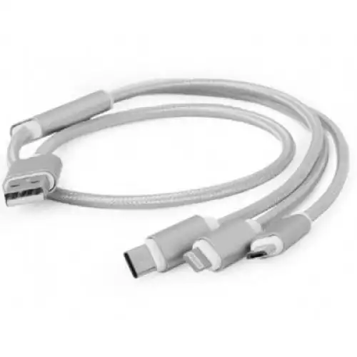 Дата кабель USB 2.0 AM to Lightning + Micro 5P + Type-C 1.0m silver Cablexpert (CC-USB2-AM31-1M-S), фото 2, 178 грн.