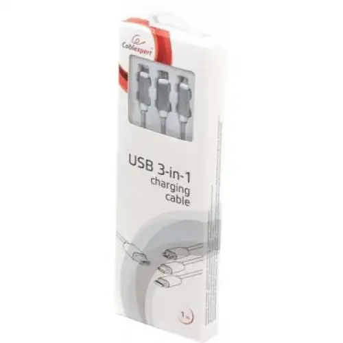 Дата кабель USB 2.0 AM to Lightning + Micro 5P + Type-C 1.0m silver Cablexpert (CC-USB2-AM31-1M-S), фото 2, 178 грн.