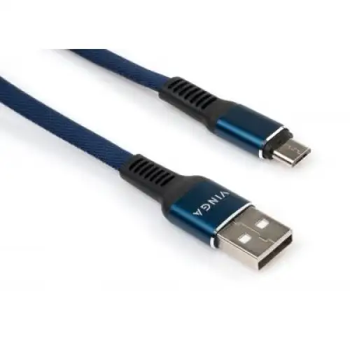 Дата кабель USB 2.0 AM to Micro 5P 1m flat nylon blue Vinga (VCPDCMFNB1B), фото 2, 119 грн.