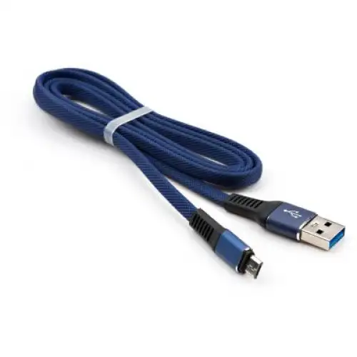 Дата кабель USB 2.0 AM to Micro 5P 1m flat nylon blue Vinga (VCPDCMFNB1B), фото 2, 119 грн.