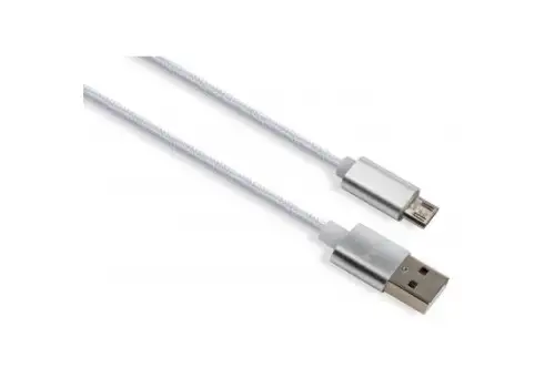 Дата кабель USB 2.0 AM to Micro 5P 1m LED silver Vinga (VCPDCMLED1S)