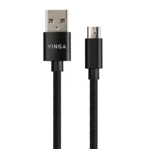 Дата кабель USB 2.0 AM to Micro 5P 1m nylon black Vinga (VCPDCMNB1BK), фото 2, 109 грн.