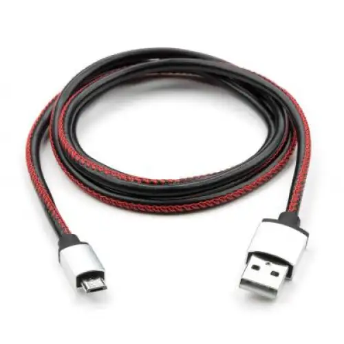Дата кабель USB 2.0 AM to Micro 5P 1m pu leather black Vinga (VCPDCMLS1BK), фото 2, 89 грн.