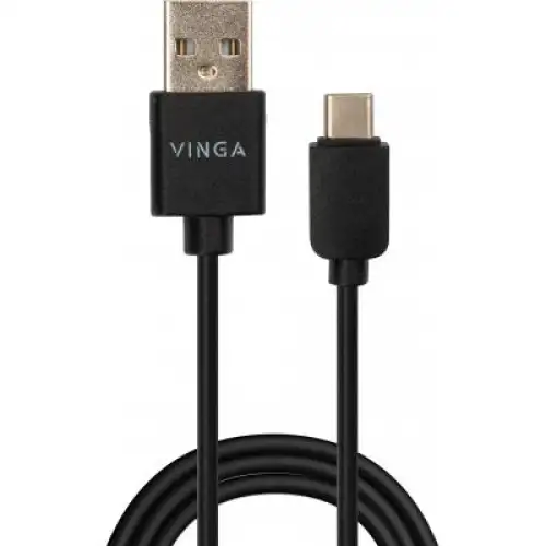 Дата кабель USB 2.0 AM to Type-C 1.0m 3A 18W PVC black Vinga (VCPUSBTC3ABK), фото 2, 149 грн.