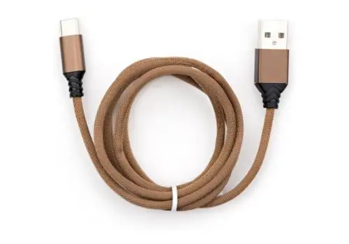 Дата кабель USB 2.0 AM to Type-C nylon 1m brown Vinga (VCPDCTCNB21BR)