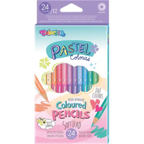 Набір олівців 24 кол. COLORINO Pastel Duo Colors двосторонніх, фото 2, 268.44 грн.