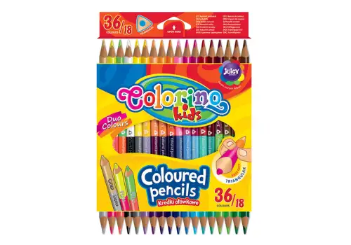 Набір олівців 36 кол. COLORINO Pastel Duo Colors двосторонні тригранні у пластиковому боксі