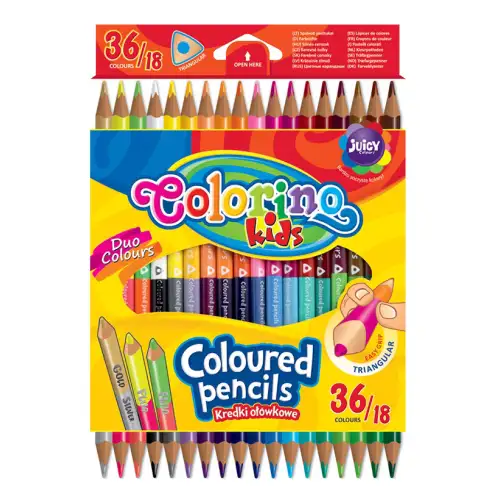 Набір олівців 36 кол. COLORINO Pastel Duo Colors двосторонні тригранні у пластиковому боксі, фото 2, 278.4 грн.
