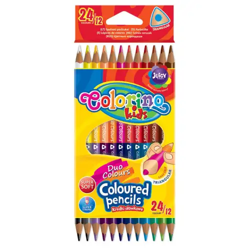 Набір олівців 24 кол. COLORINO Pastel Duo Colors двосторонні тригранні, фото 2, 190.08 грн.